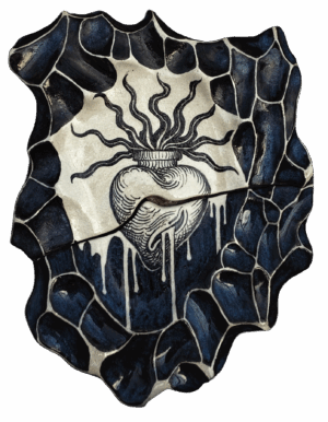 cuadro cerámico "Corazón" de la serie "Dark Side" x Samsararts